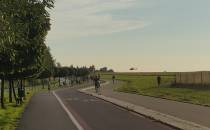 Ścieżka rowerowa wzdłuż lotniska.