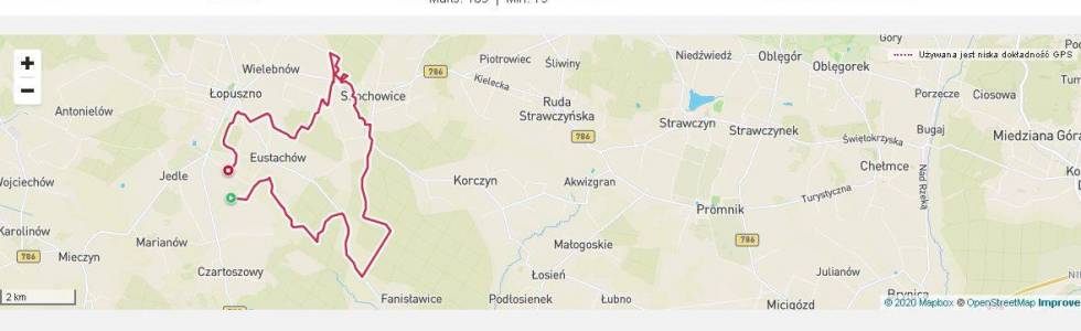 Rowery 2019-10-26 Eustachów Mały, Lasy Rosochy, Orczów, Fanisławice, Snochowice, Łopuszno