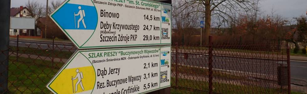 P-Y-ZS/ZGR-060,  szlak pieszy żółty, Szczecin Śmierdnica - Dobropole Gryfińskie, 5,4km