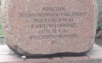 Kamień upamiętniający Żydów poległych w getcie.